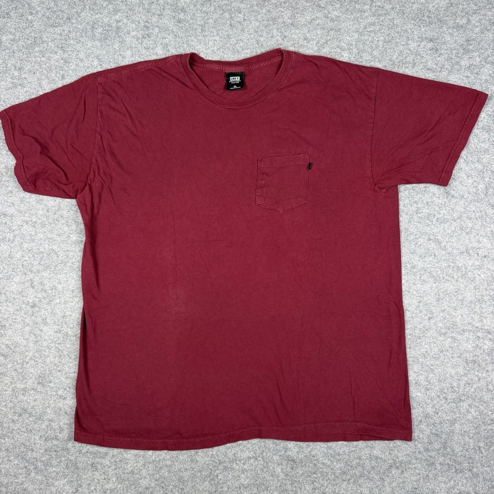 OBEY Mens XL Burgundy Maroon Pocket Tee Short Sleeve Skate Streetwear T-Shirt